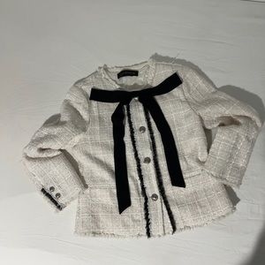 Zara Tweed Jacket with black bow Size S